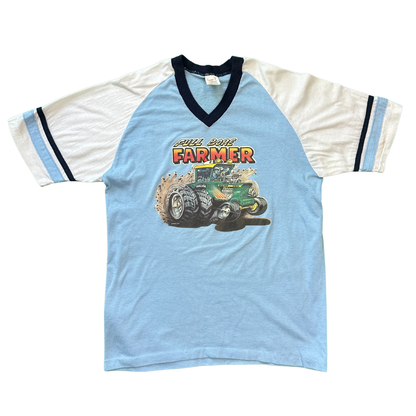 Vintage Light Blue/White Raglan Farmer T-Shirt