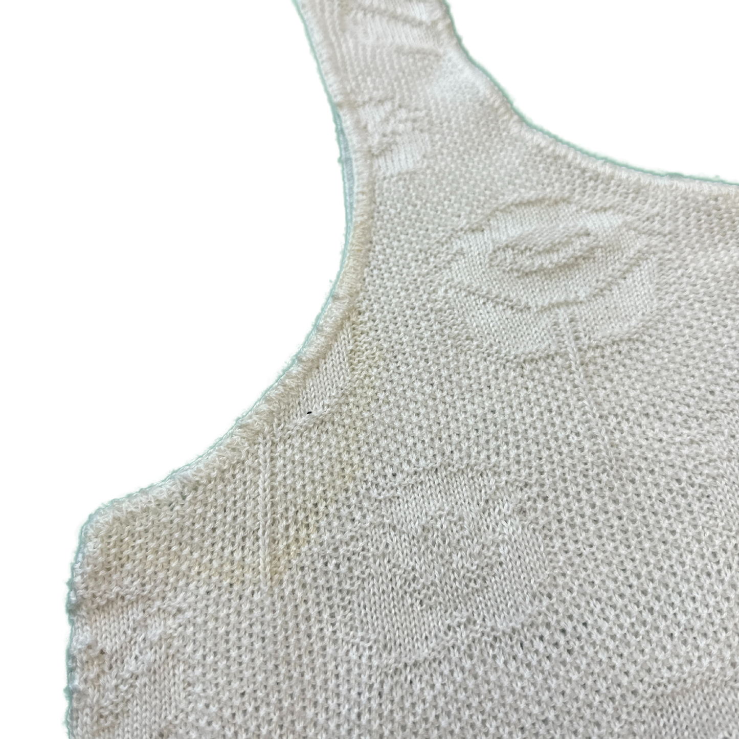 Vintage White Knit Flower Tank Top - Women's