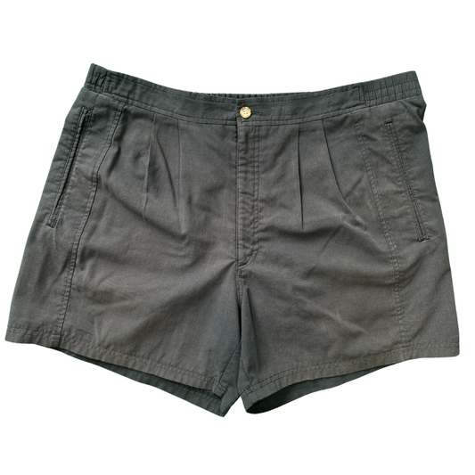 Vintage Washed Black Pleated Shorts