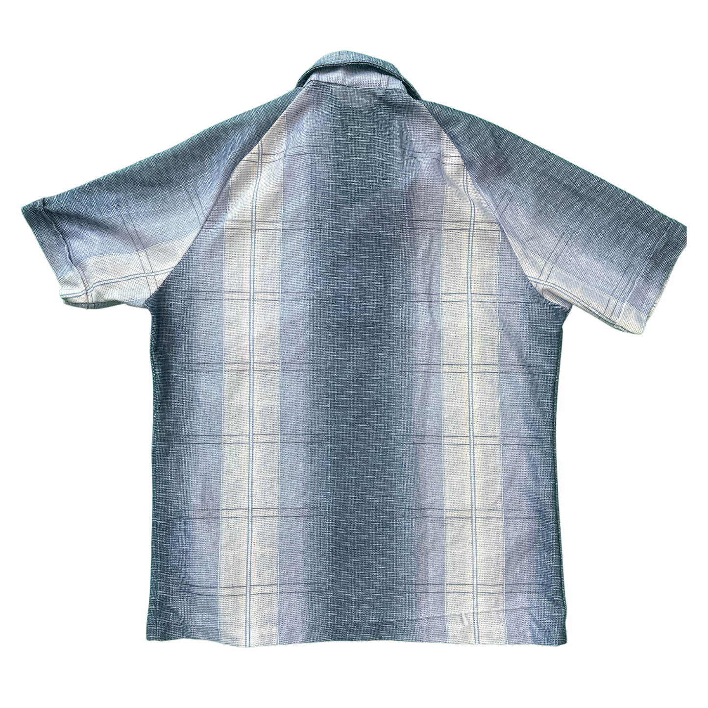 Vintage Light Blue Blurred Plaid Polo